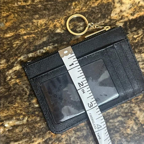 Michael Kors Jet Set Travel Small Top Zip Leather Coin Pouch Wallet - Black - Picture 5 of 5